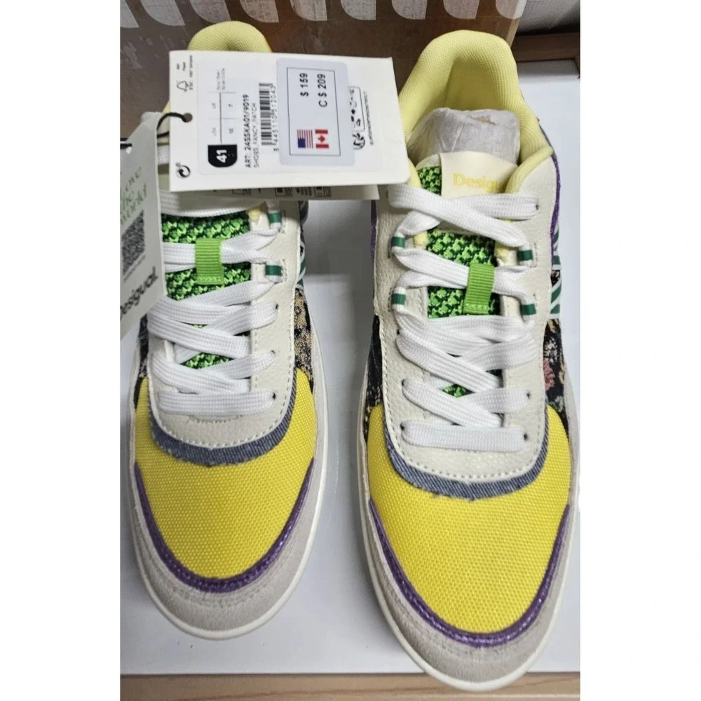 Desigual Women leather fabric patchwork laced up Sneakers Low US 10/EUR41‎